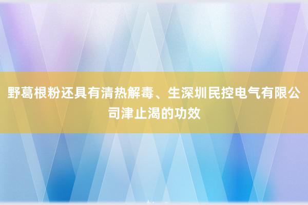 野葛根粉还具有清热解毒、生深圳民控电气有限公司津止渴的功效